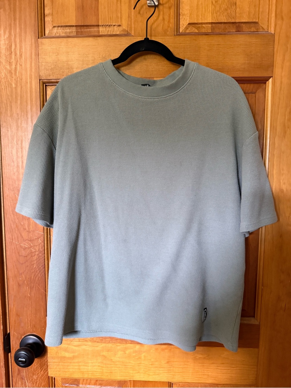 Comfrt Waffle Knit Short-Sleeve Shirt - Sage Green